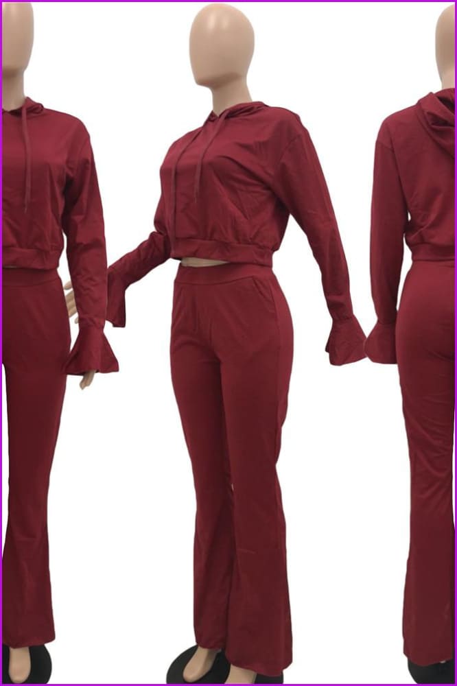 Casual Jogger Pants Suit Two Piece Set - Furdela