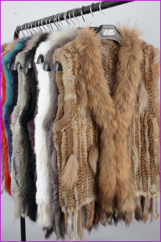Casual Knitted Rabbit Fur Vest Gilet DO549 - Furdela