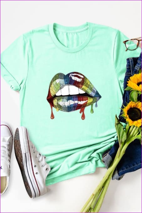 Casual Mouth Print Plus Size Tee F1924 - Furdela