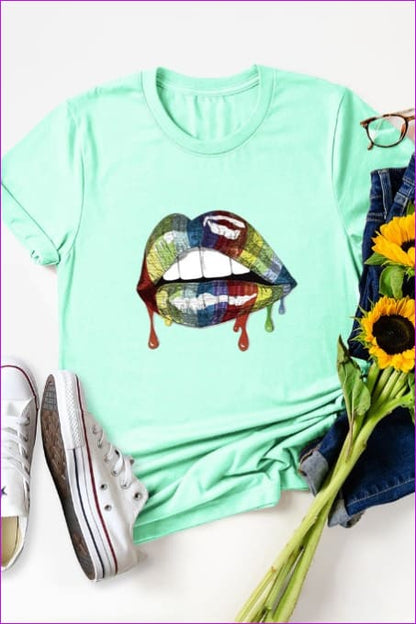 Casual Mouth Print Plus Size Tee F1924 - Furdela