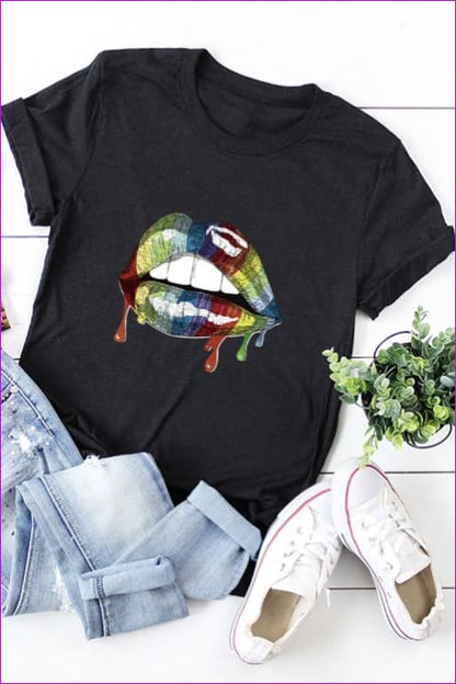 Casual Mouth Print Plus Size Tee F1924 - Furdela