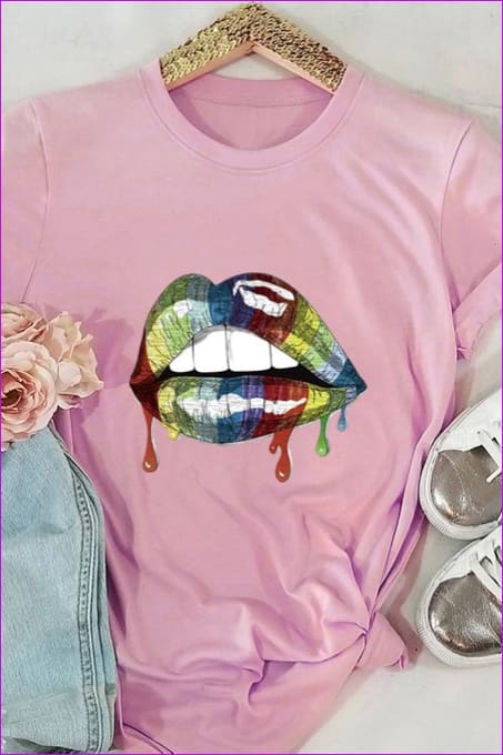 Casual Mouth Print Plus Size Tee F1924 - Furdela