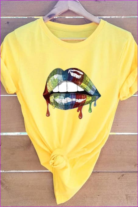 Casual Mouth Print Plus Size Tee F1924 - Furdela