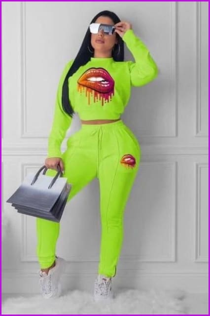 Casual Mouth Print Women Tracksuits DA4400 - Furdela