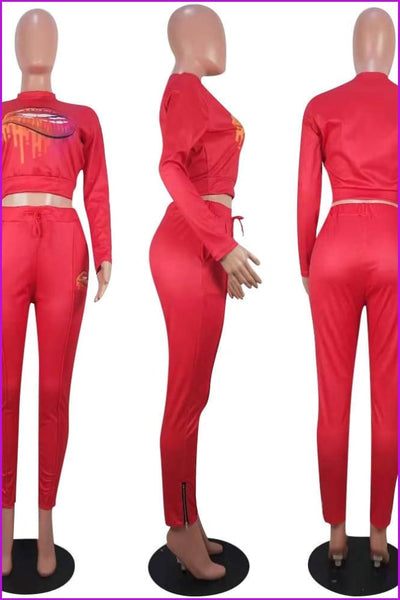 Casual Mouth Print Women Tracksuits DA4400 - Furdela