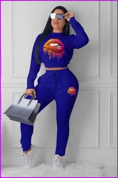 Casual Mouth Print Women Tracksuits DA4400 - Furdela