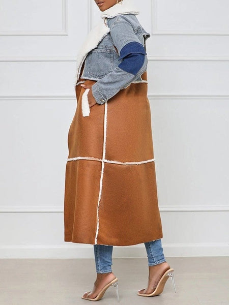 Casual Patchwork Pockets Colorblock Jackets - Furdela