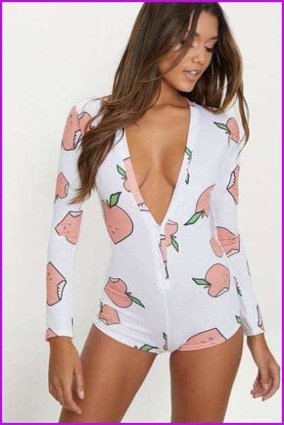 Casual Peachy/Spicy Print Onesies - Furdela