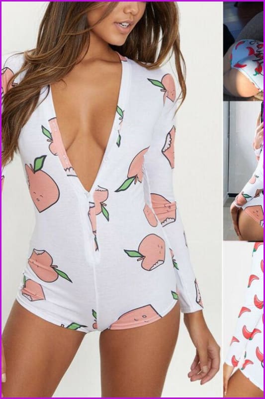 Casual Peachy/Spicy Print Onesies - Furdela