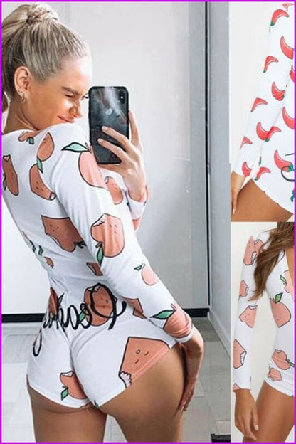 Casual Peachy/Spicy Print Onesies - Furdela