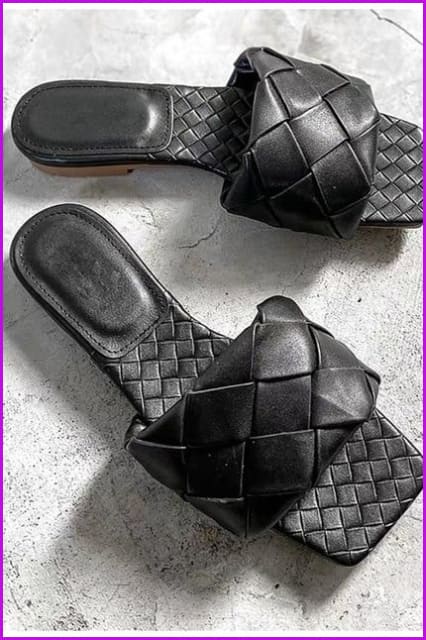 Casual Weave Leather Slippers F1147 - Furdela