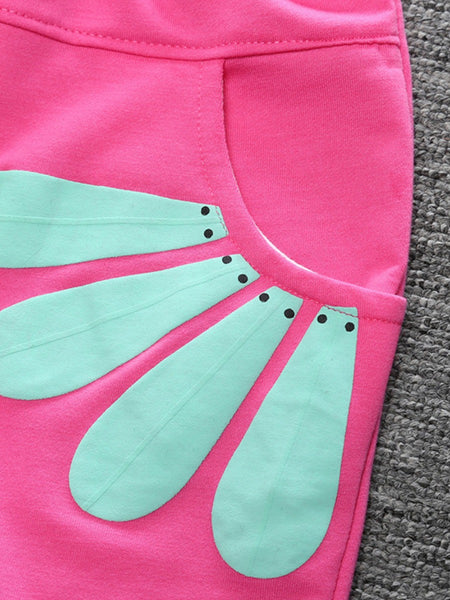 COTTON Girl Floral Decor Pocket Design Pants Set AR5047