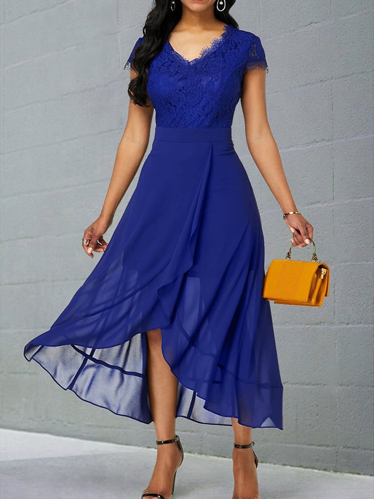 Elegant V Neck Chiffon Dress  QY56