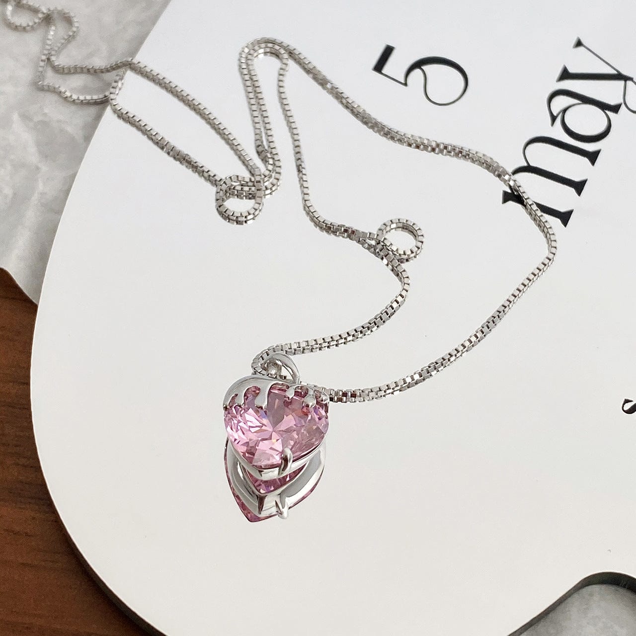 Pink Crystal Heart Necklace