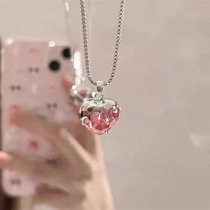 Pink Crystal Heart Necklace