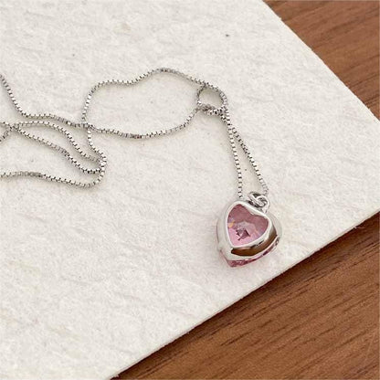 Pink Crystal Heart Necklace