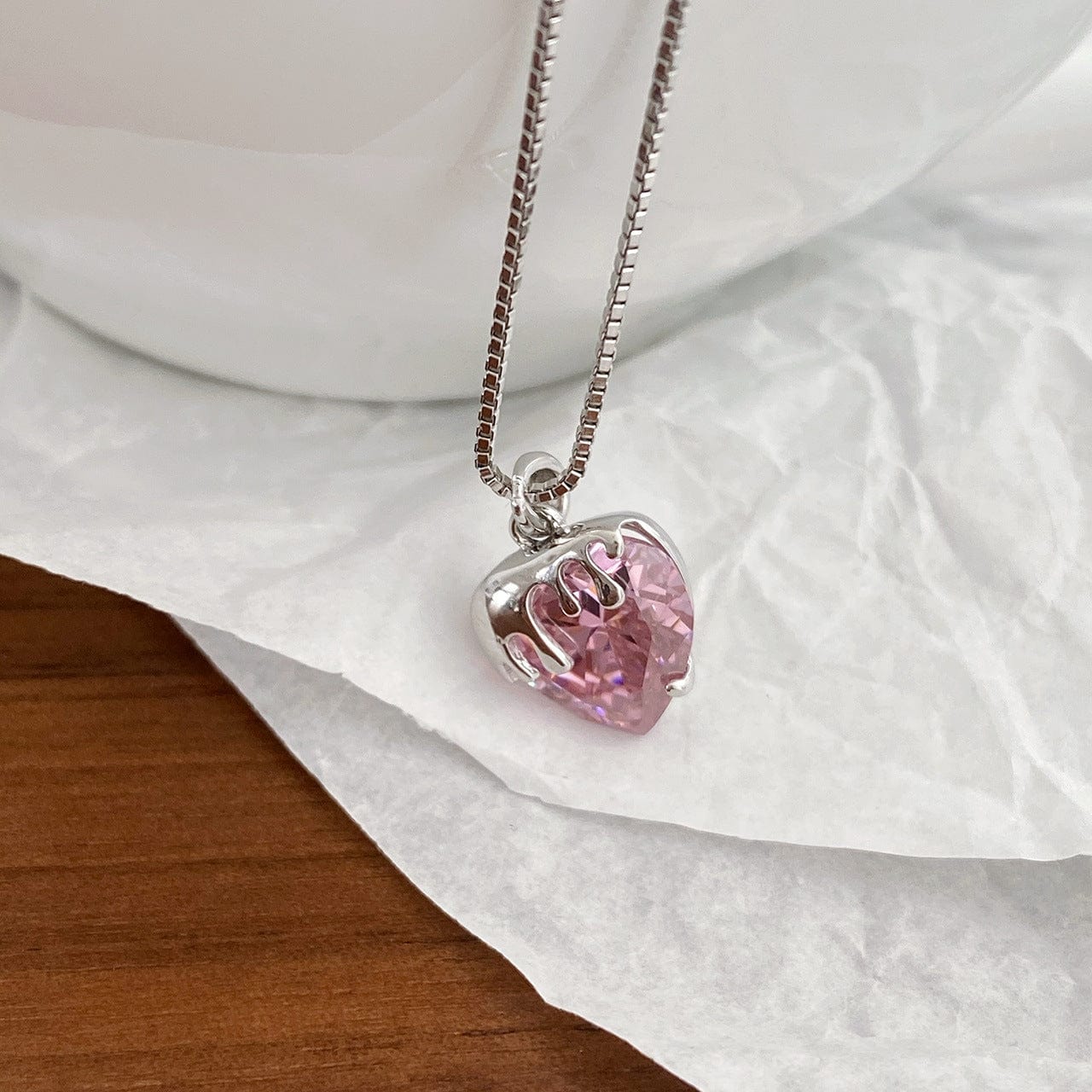 Pink Crystal Heart Necklace