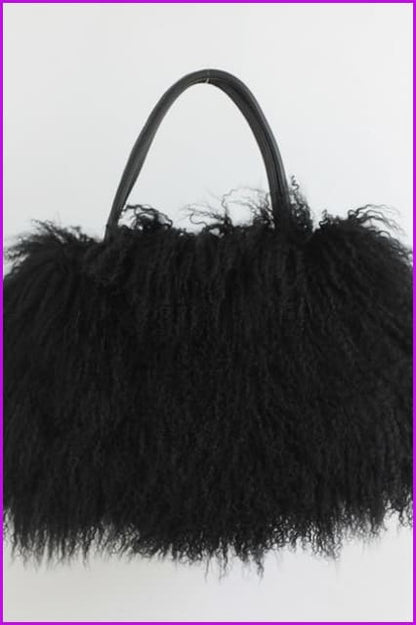 Classic Fluffy Real Mongolian Fur Handbag DF067 - Furdela Wholesale