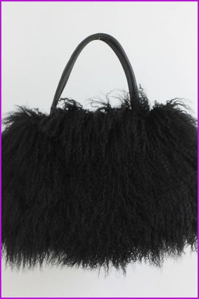 Classic Fluffy Real Mongolian Fur Handbag DF067 - Furdela Wholesale