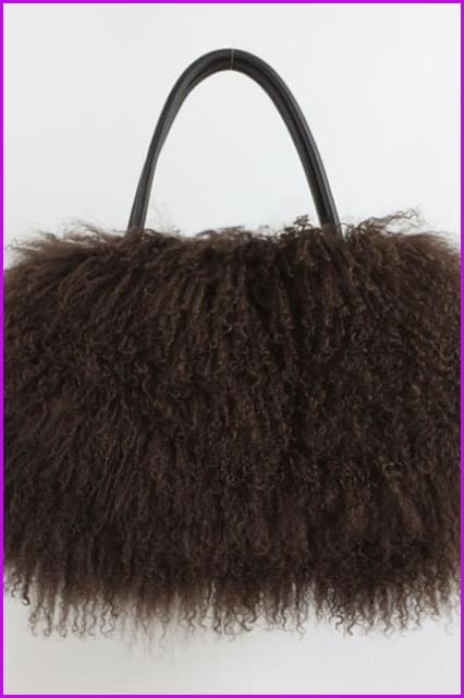 Classic Fluffy Real Mongolian Fur Handbag DF067 - Furdela Wholesale