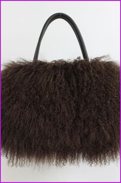 Classic Fluffy Real Mongolian Fur Handbag DF067 - Furdela Wholesale