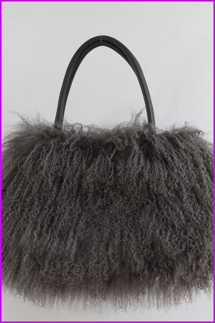 Classic Fluffy Real Mongolian Fur Handbag DF067 - Furdela Wholesale