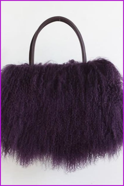 Classic Fluffy Real Mongolian Fur Handbag DF067 - Furdela Wholesale