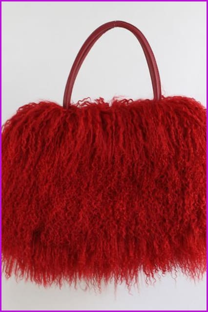 Classic Fluffy Real Mongolian Fur Handbag DF067 - Furdela Wholesale