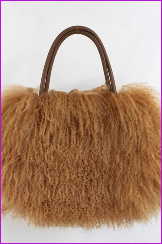Classic Fluffy Real Mongolian Fur Handbag DF067 - Furdela Wholesale