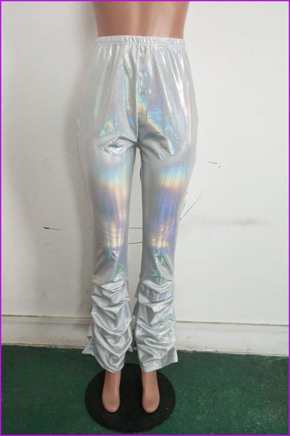 Classic Shiny Silvery Pants For WomenDE943 - Furdela