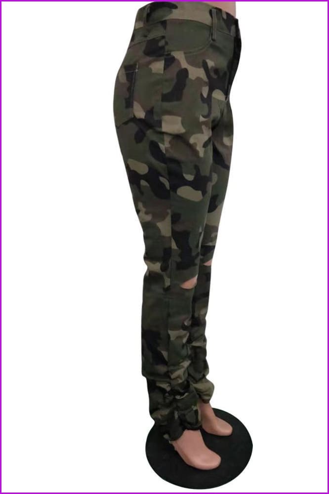 Classic Stacked Hole Camo PantsDE916 - Furdela