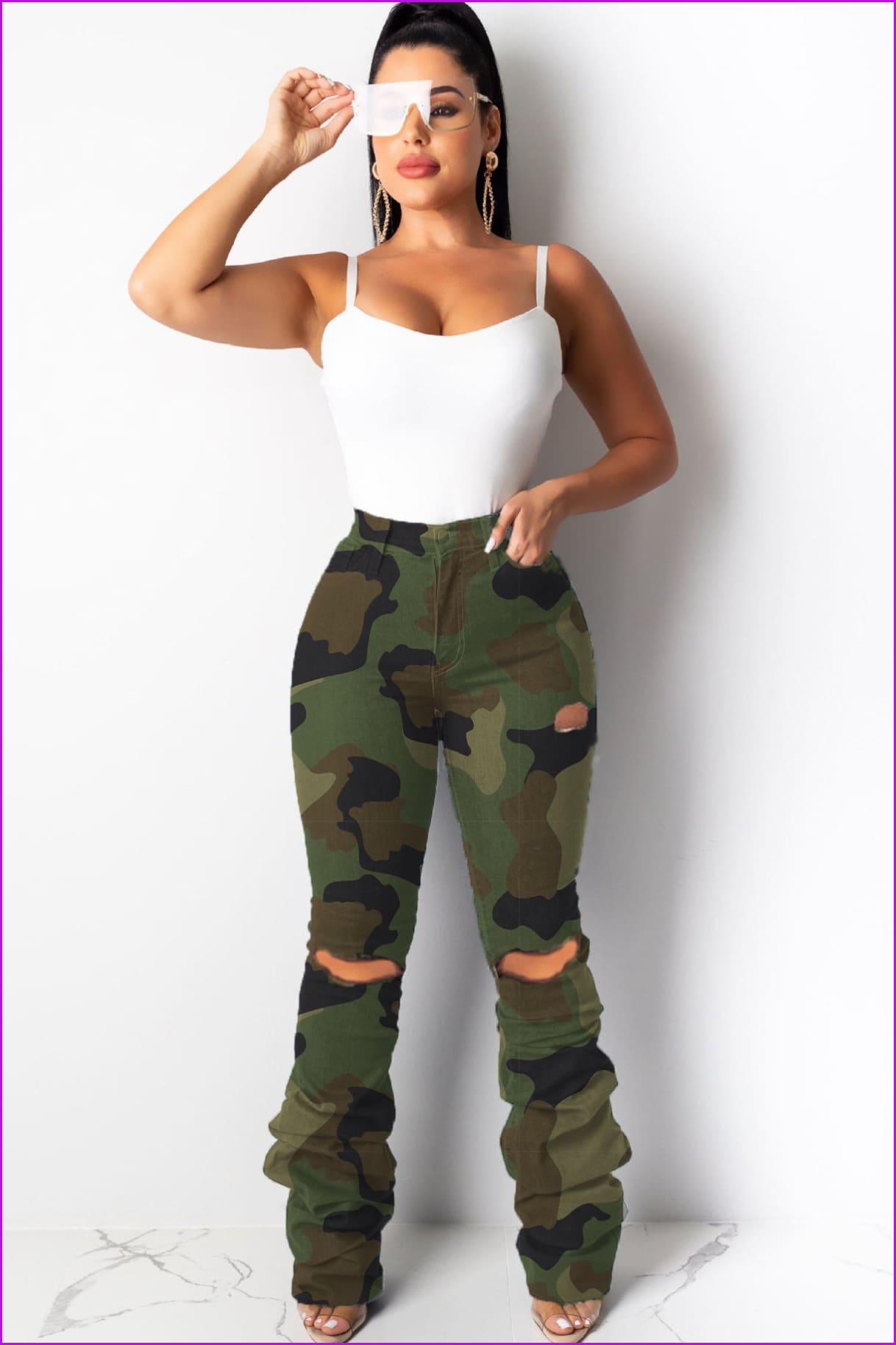 Classic Stacked Hole Camo PantsDE916 - Furdela