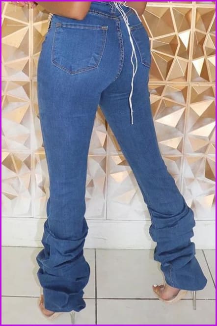 Classic Stacked Skinny Blue JeansDE956 - Furdela