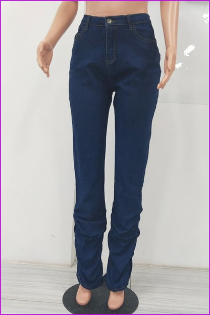 Classic Stacked Skinny Blue JeansDE956 - Furdela