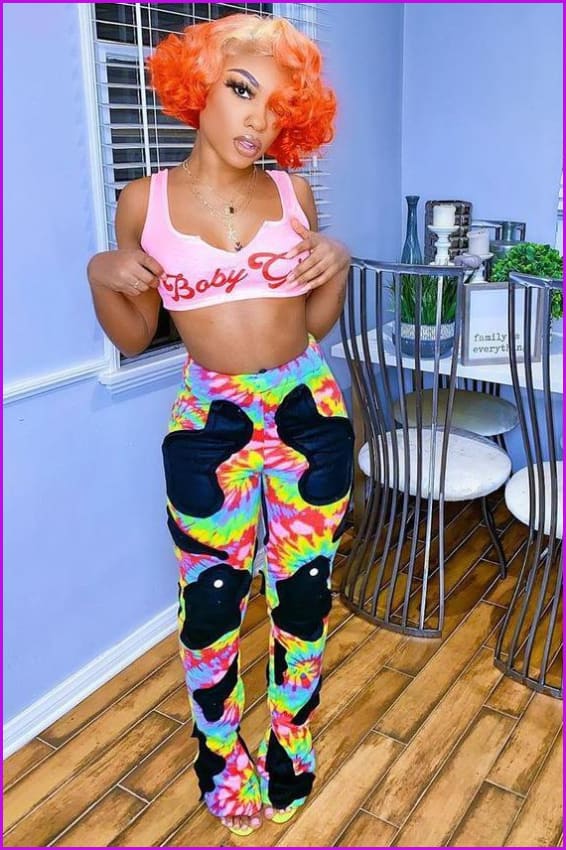 Color Block Mid Waist Casual PantsDE921 - Furdela