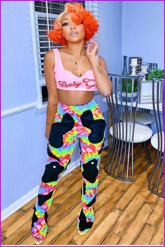 Color Block Mid Waist Casual PantsDE921 - Furdela