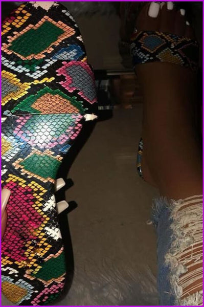 Colored/Black Snake Pattern Slippers Sandles F149 - Furdela