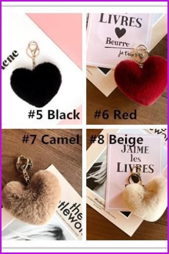 Colorful Heart Rabbit Fur Keychain DF029 - Furdela Wholesale