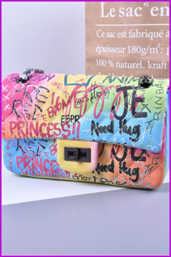 Colorful Printing Grid Cross Handbag F056 - Furdela