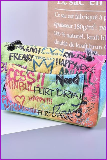 Colorful Printing Grid Cross Handbag F056 - Furdela