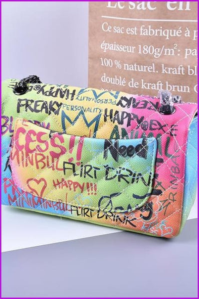 Colorful Printing Grid Cross Handbag F056 - Furdela