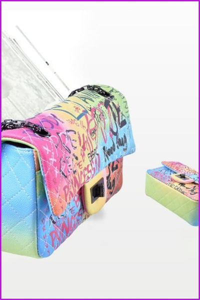 Colorful Printing Grid Cross Handbag F056 - Furdela