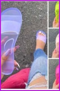 Colorful Transparent Frosted Beach Slippers F809 - Furdela