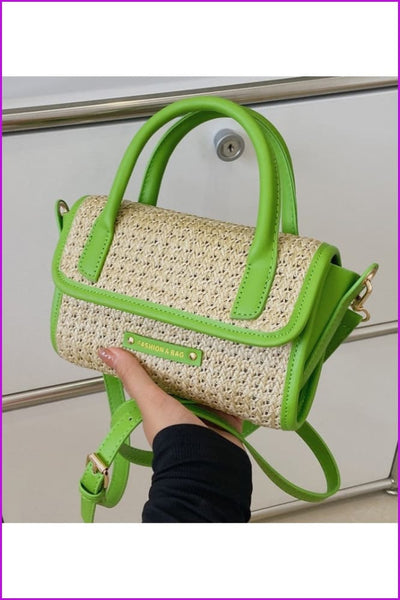 Contrast Color Straw Stylish Black Shoulder Bags - Furdela Wholesale