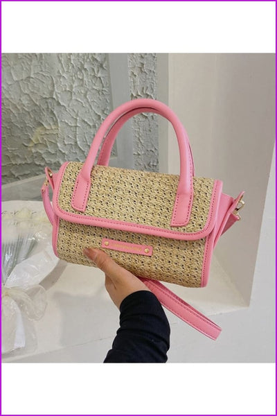 Contrast Color Straw Stylish Black Shoulder Bags - Furdela Wholesale