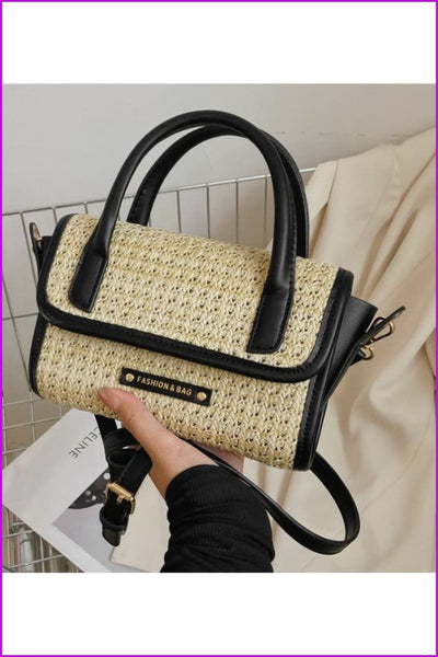 Contrast Color Straw Stylish Black Shoulder Bags - Furdela Wholesale