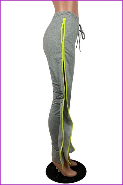Contrast Trim Ruched Split Casual Pants F813 - Furdela
