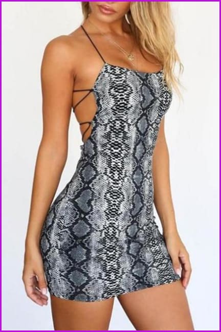 Cross Bandage Backless Bodycon Dress - Furdela