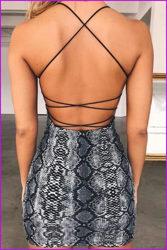 Cross Bandage Backless Bodycon Dress - Furdela