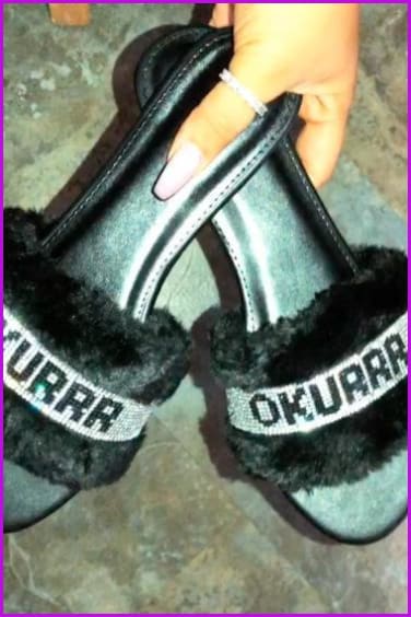 Crystal Diamonds Fur Slippers F391 - Furdela